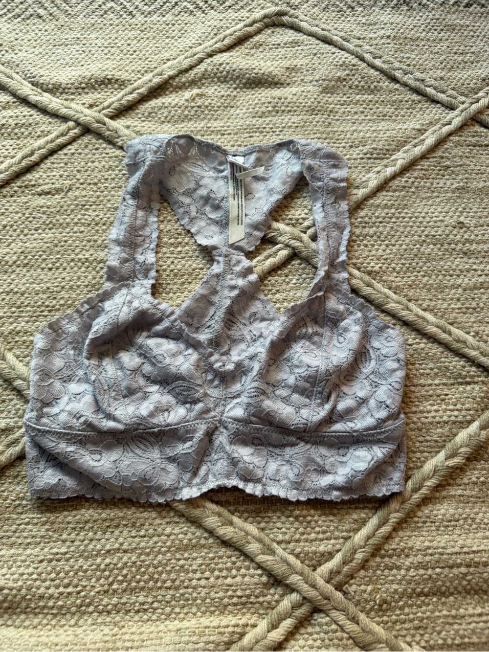 Free People”Galloon” Lace Racerback Bralette - Heathered Gray